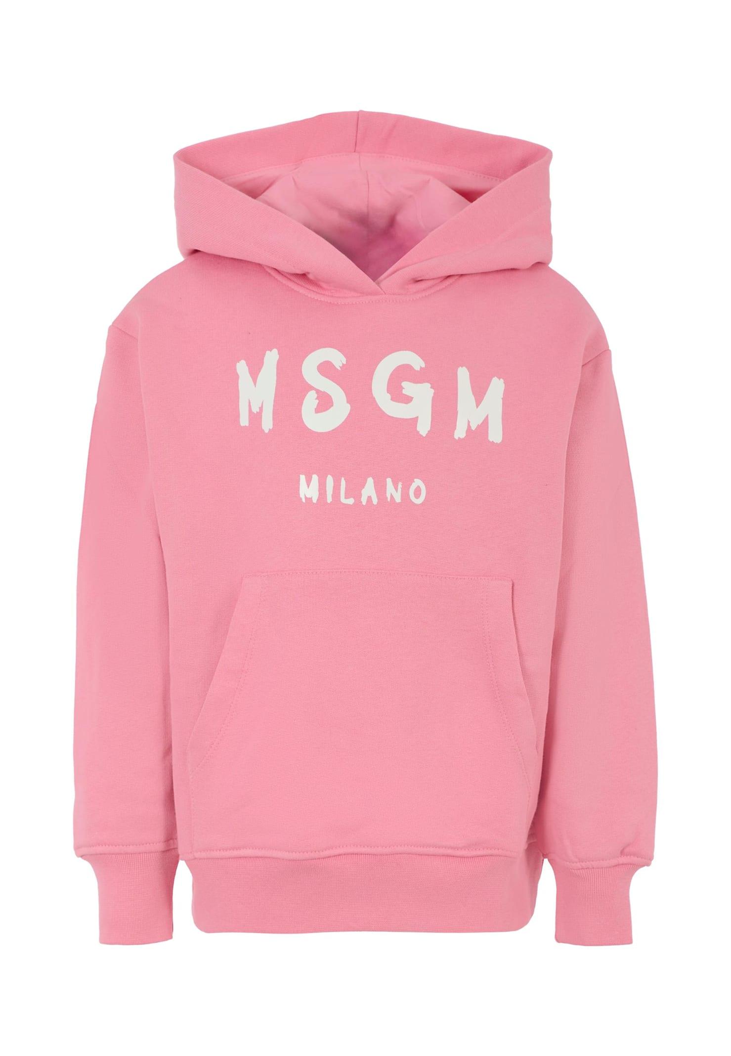 msgm pink sweatshirt for girl with logo