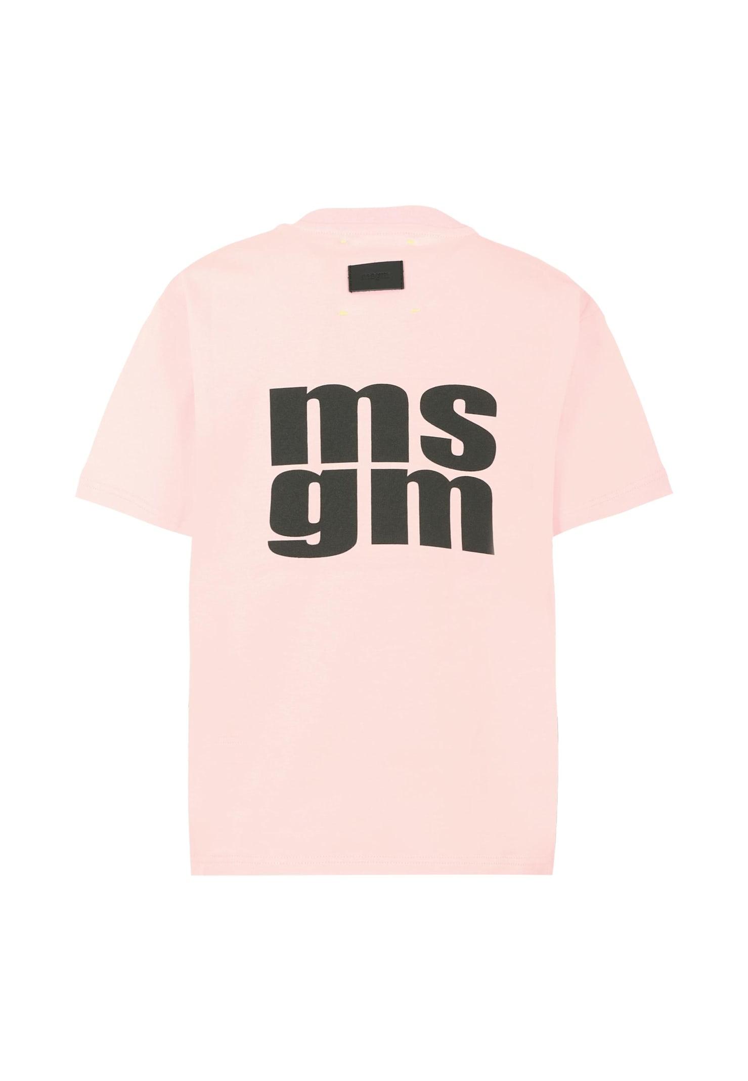 msgm pink t-shirt for girl with black logo