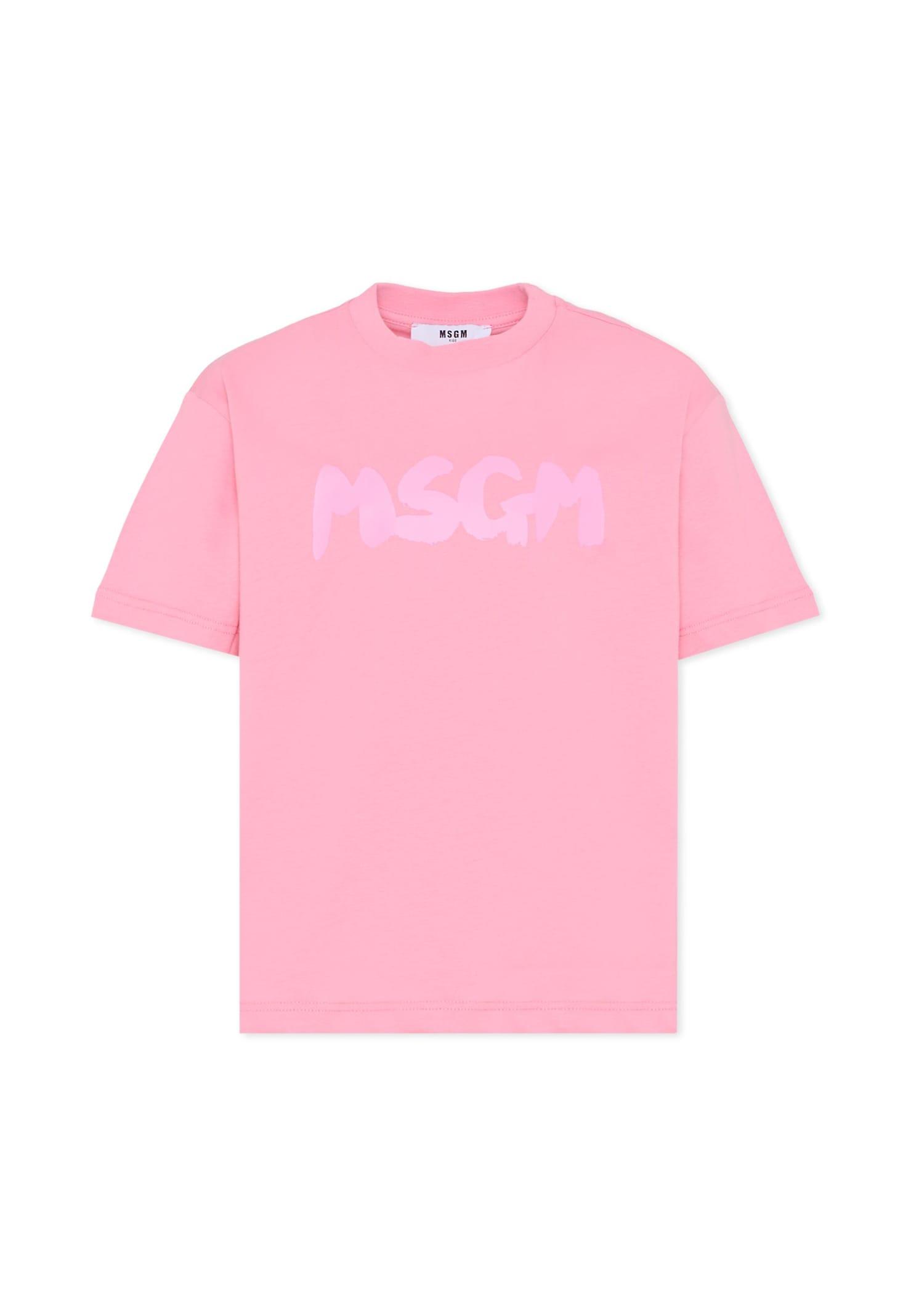 msgm pink t-shirt for girl with logo
