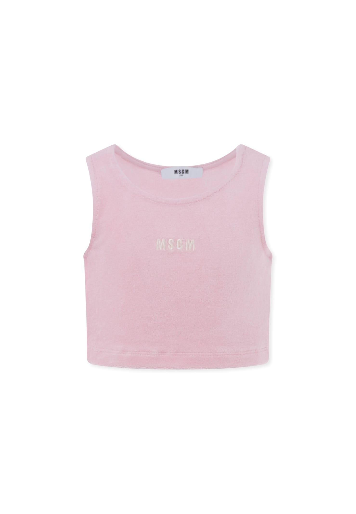 msgm pink top for girl with logo