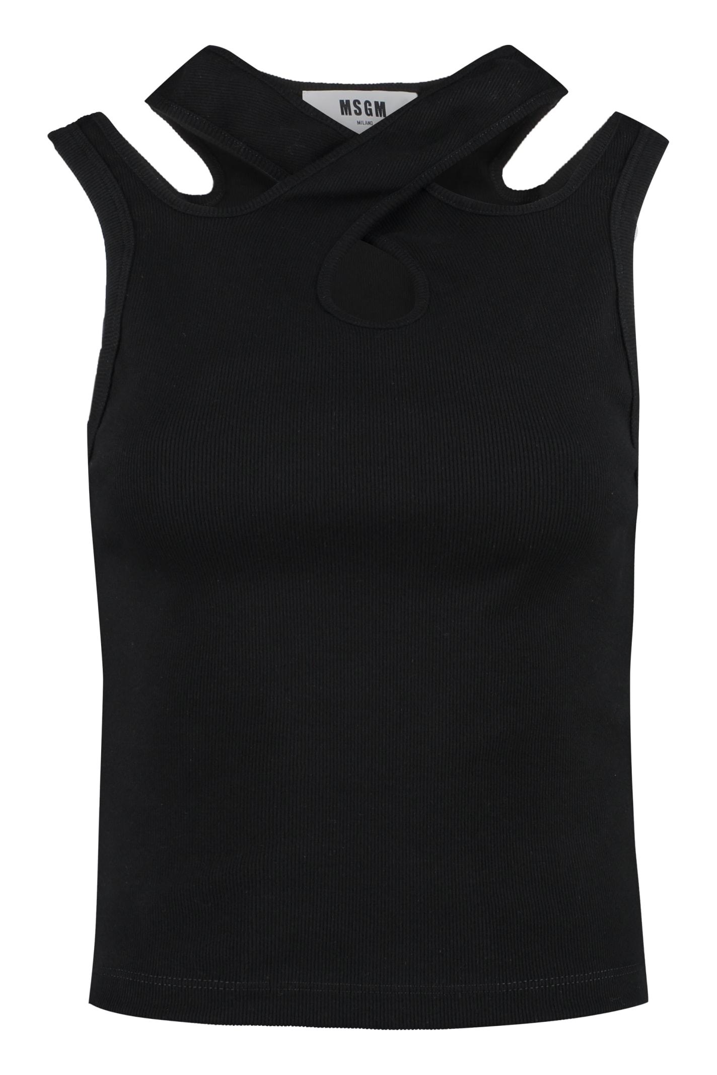 msgm ribbed cotton top