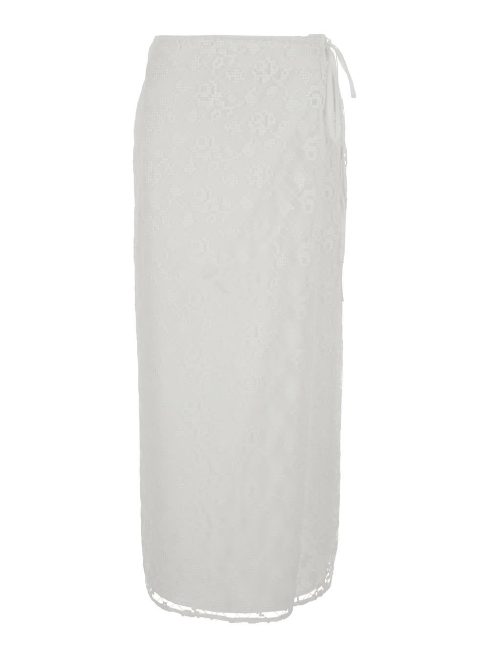 msgm skirt gonna/skirt white with elegant details in polyester women