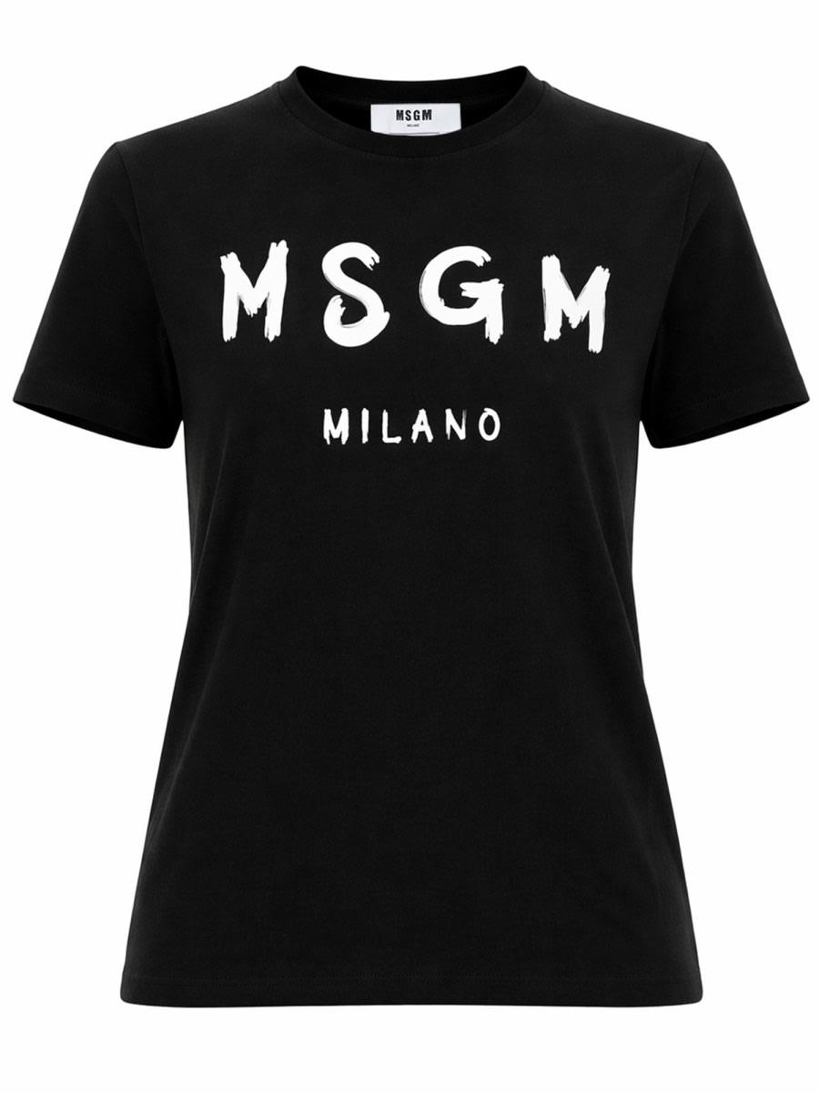 msgm t-shirt con logo pennellato