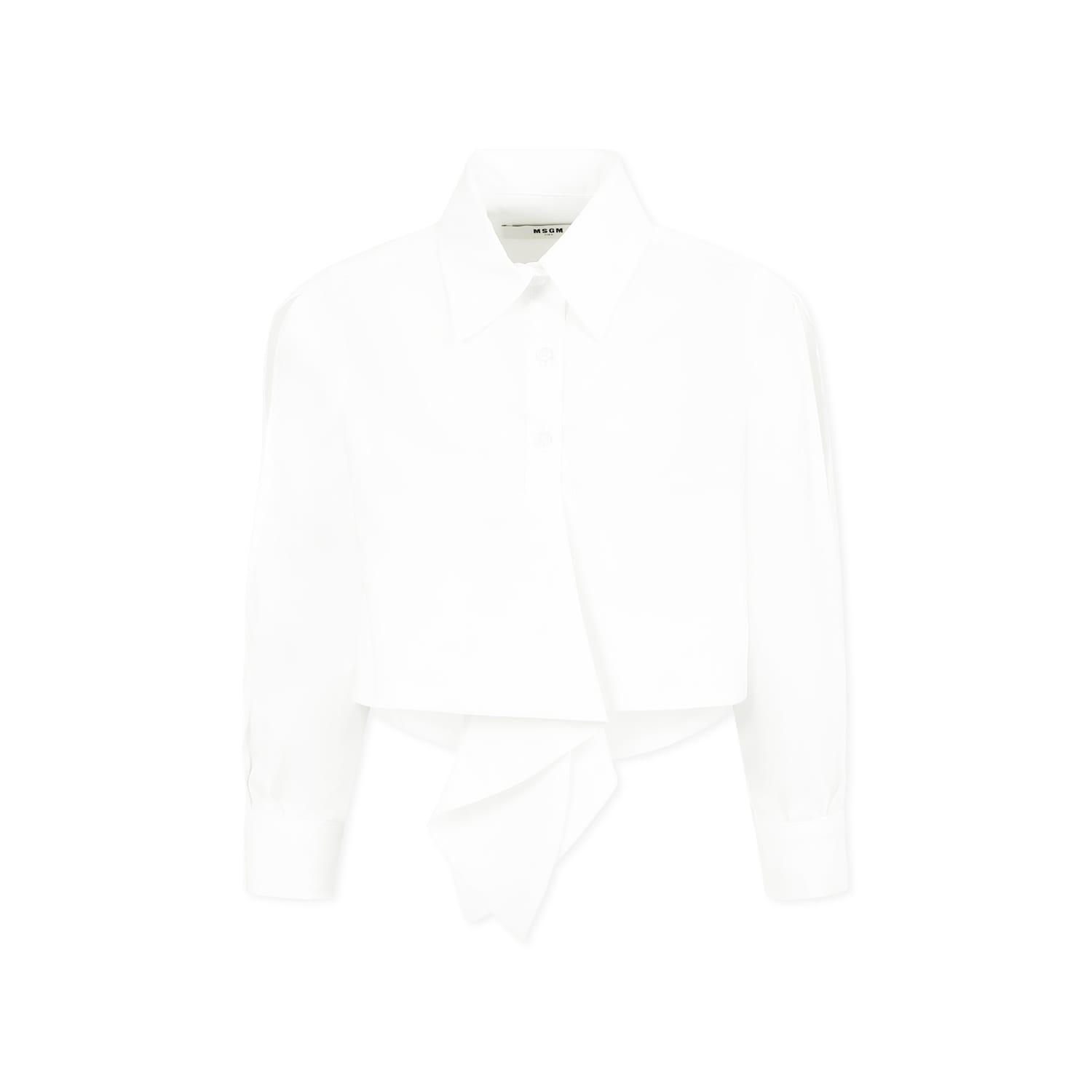 msgm white shirt for girl with logo