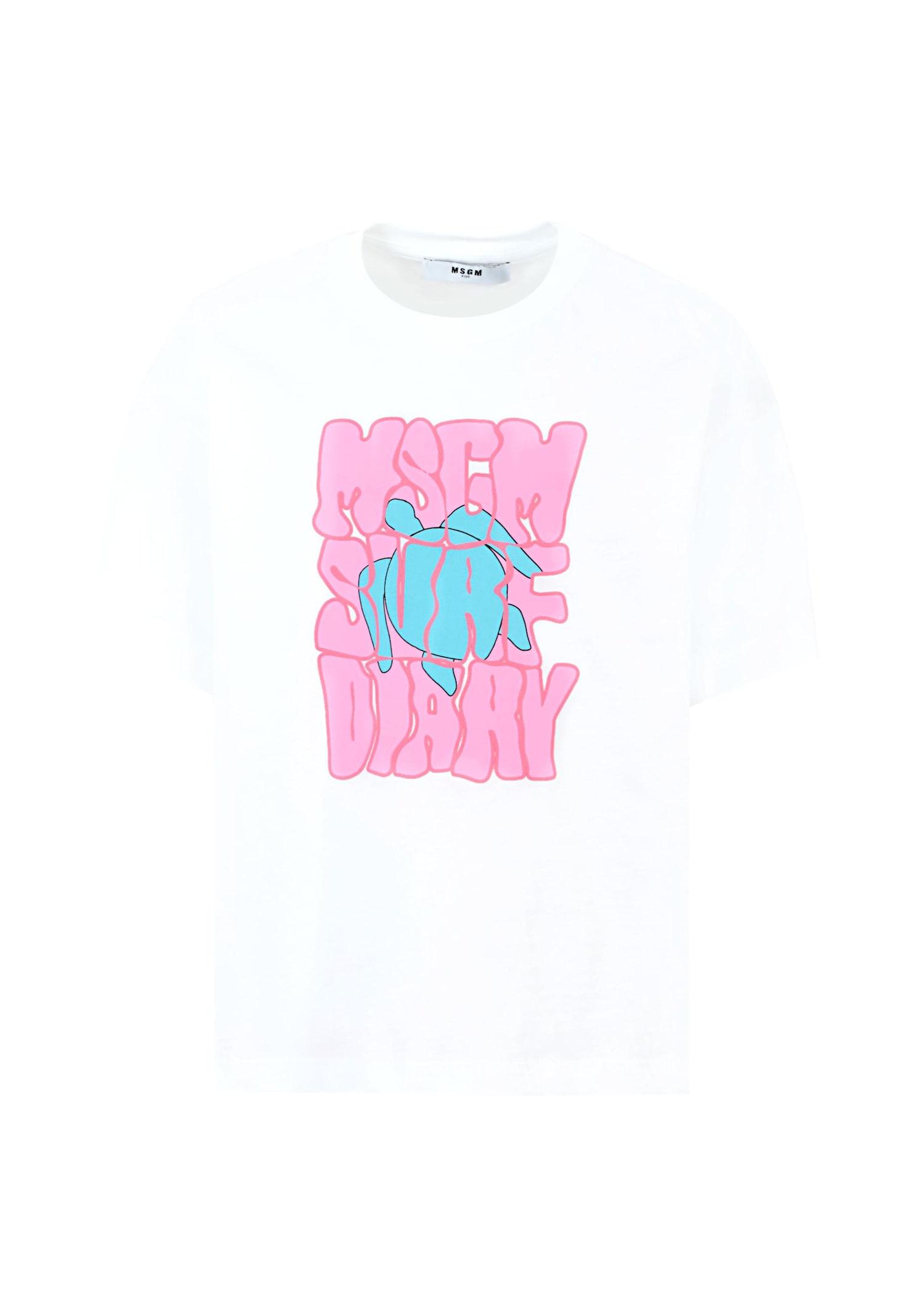 msgm white t-shirt for girl with logo