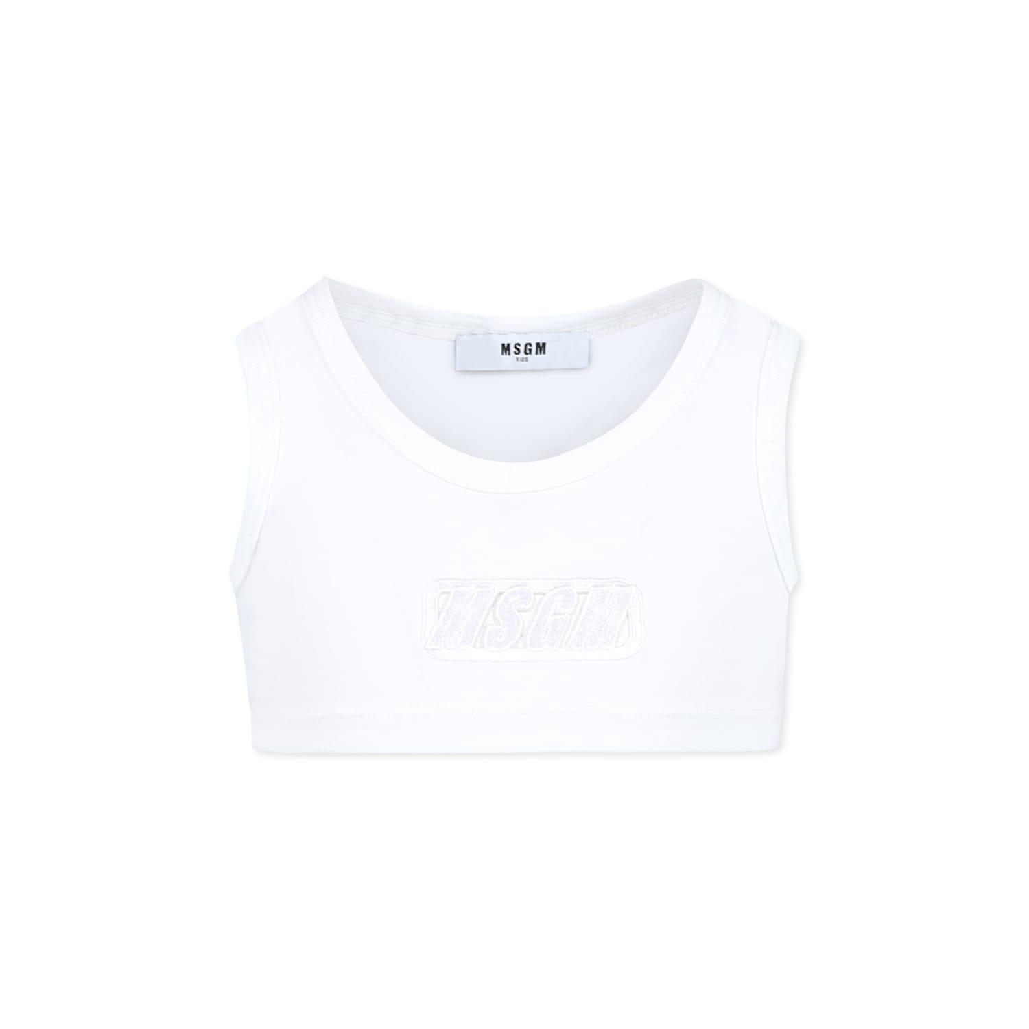 msgm white tank top for girl with logo