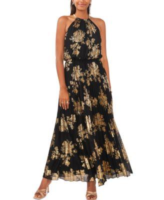 msk metallic print pleated blouson gown 2p 20