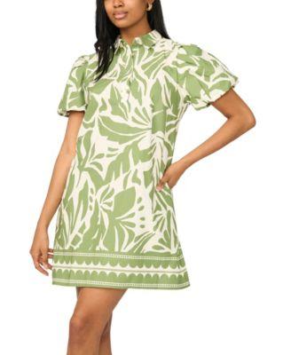 msk womens short sleeve button collar dress