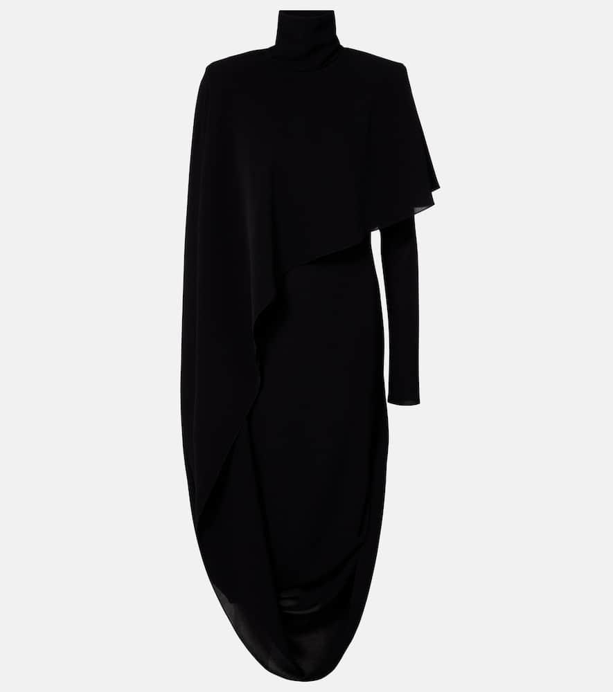 mugler asymmetric caped crêpe midi dress