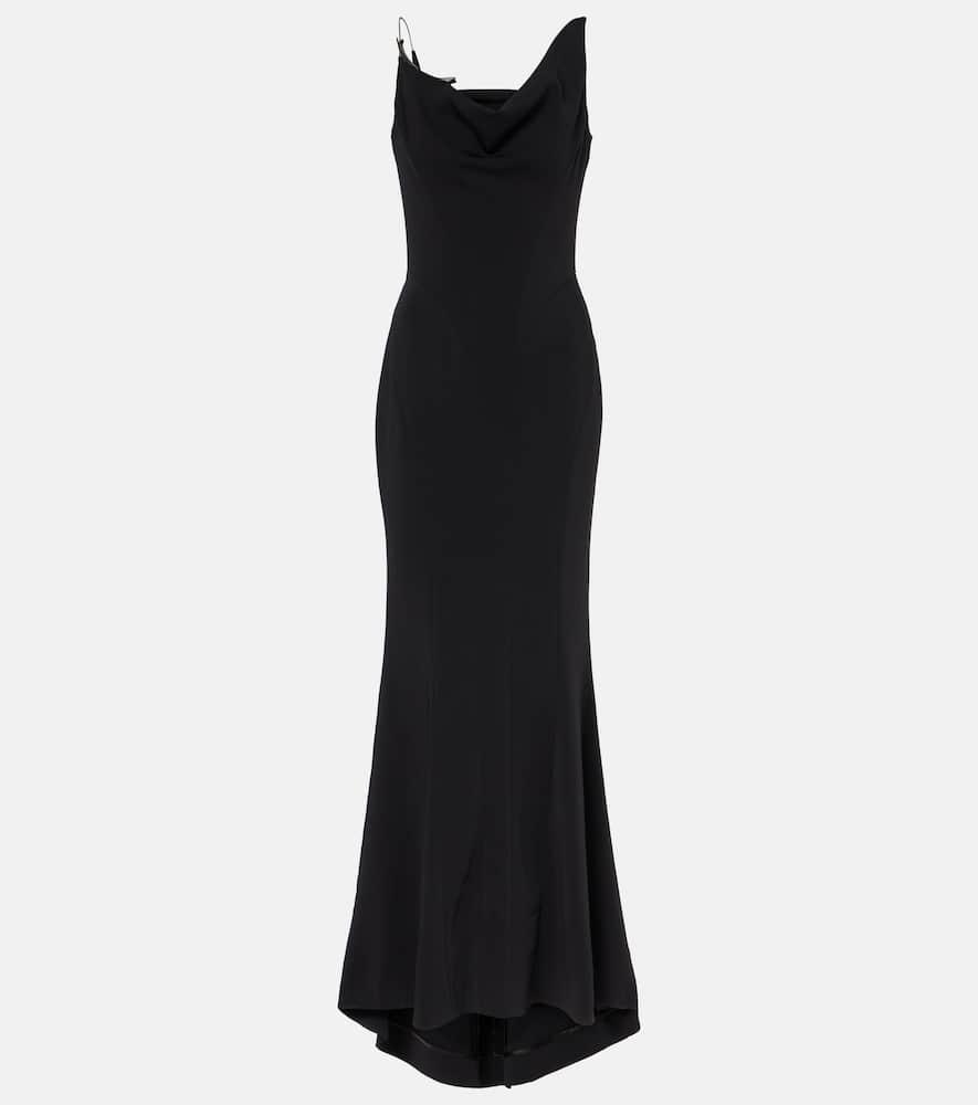 mugler asymmetric crêpe gown