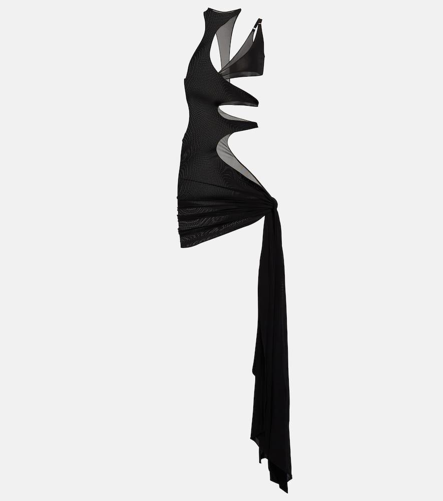 mugler asymmetric cutout crêpe beach dress