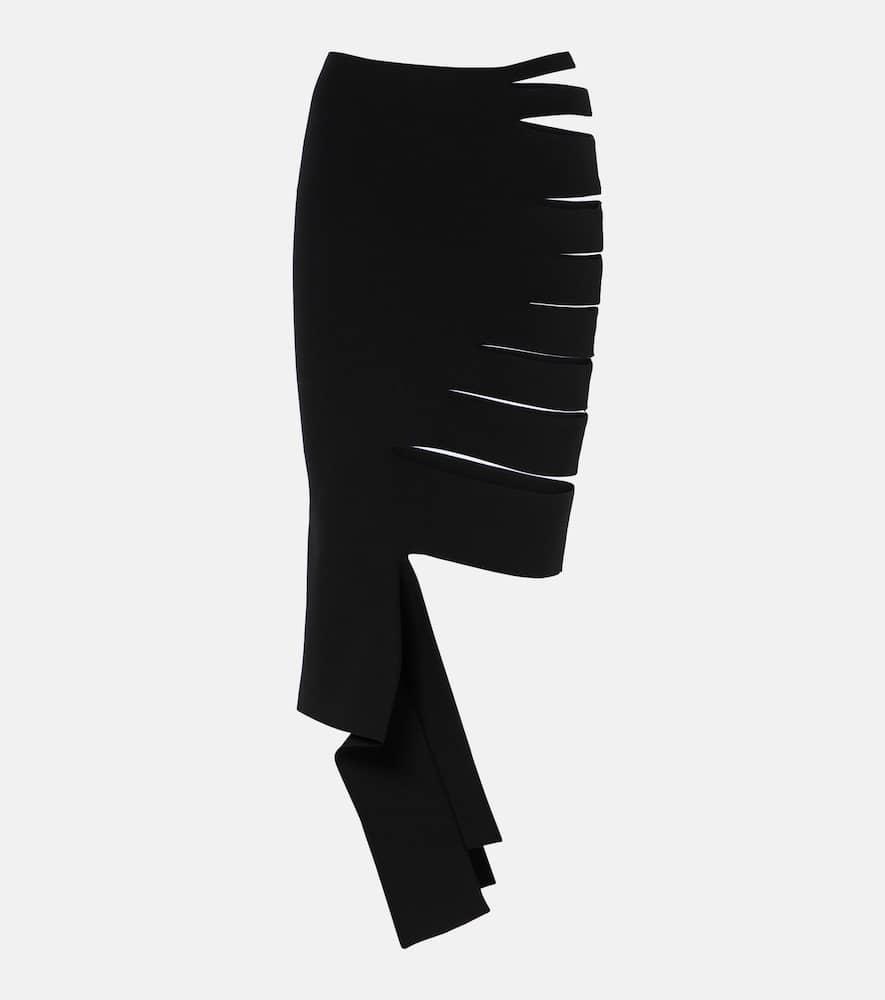 mugler asymmetric cutout midi skirt
