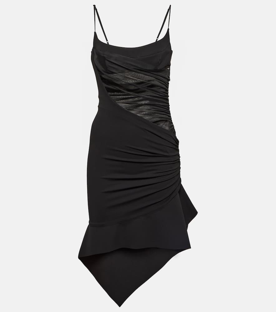 mugler asymmetric gathered minidress