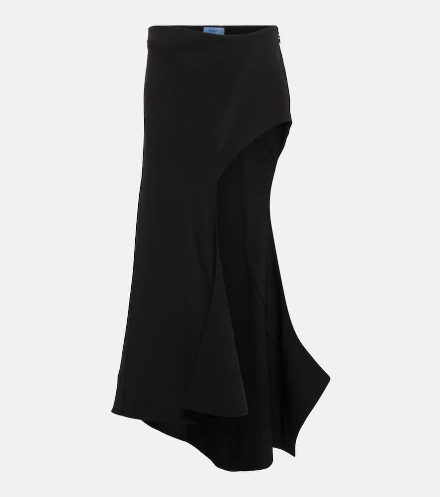 mugler asymmetric jersey midi skirt