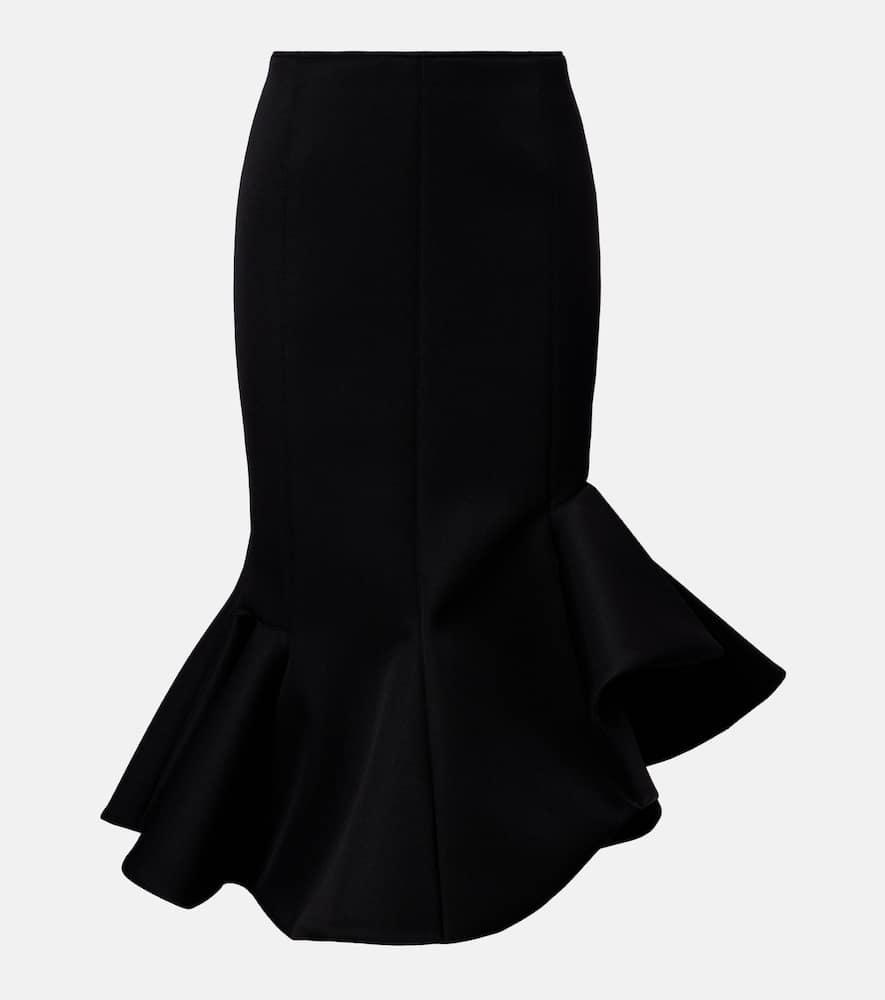 mugler asymmetric ruffled wool