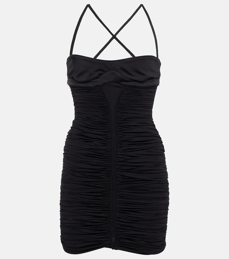 mugler crossover ruched minidress