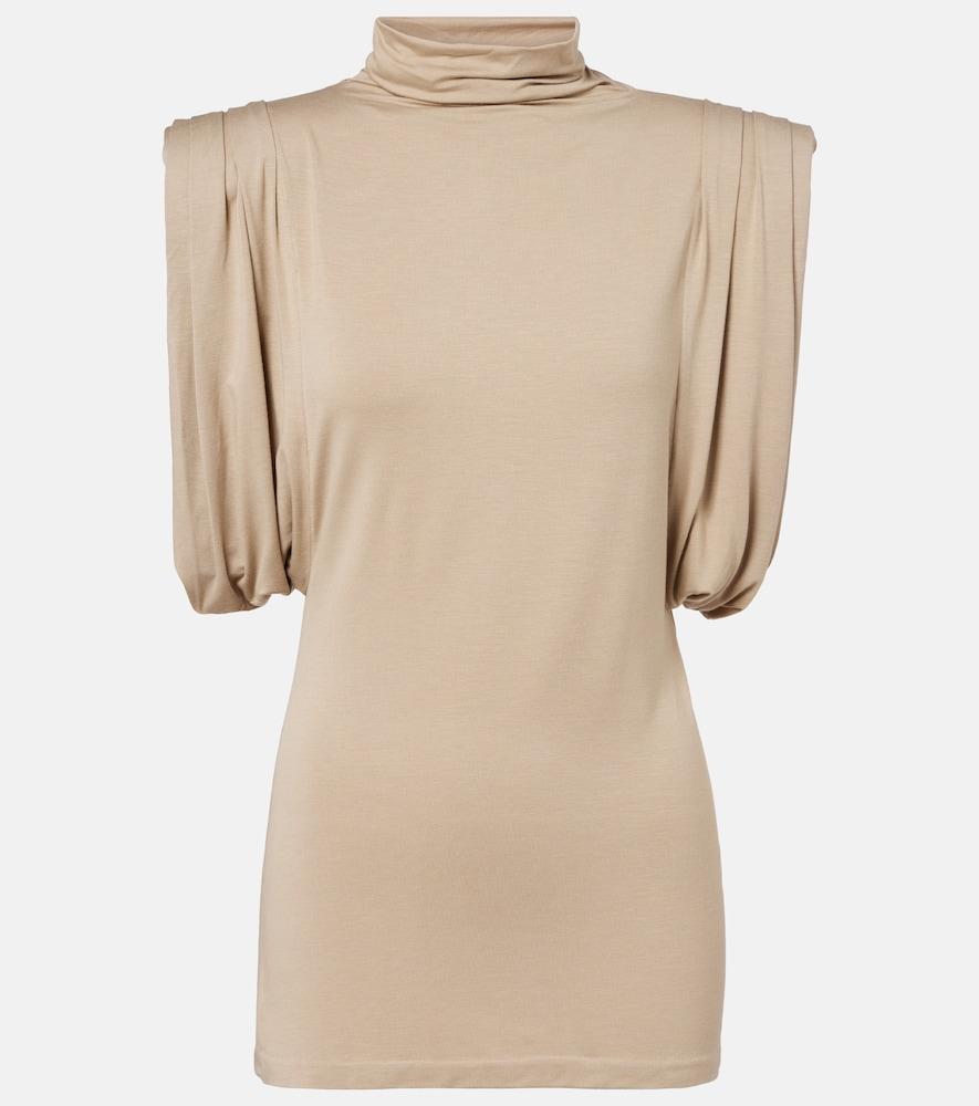 mugler draped jersey top