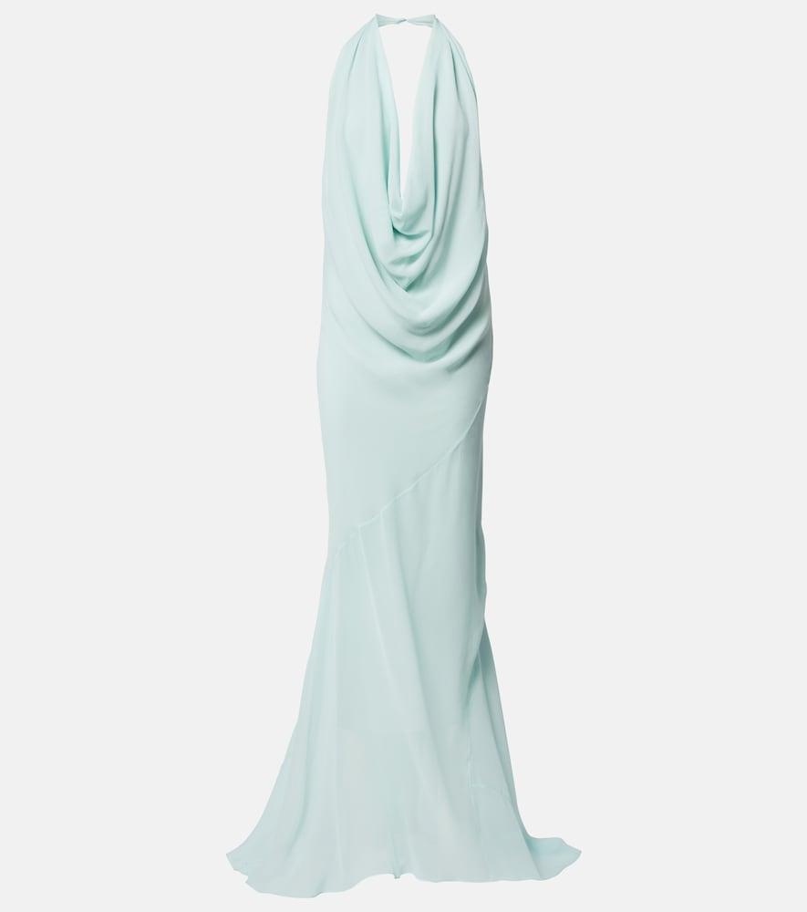 mugler draped sheer silk crêpe georgette gown