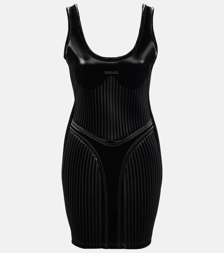 mugler embossed minidress