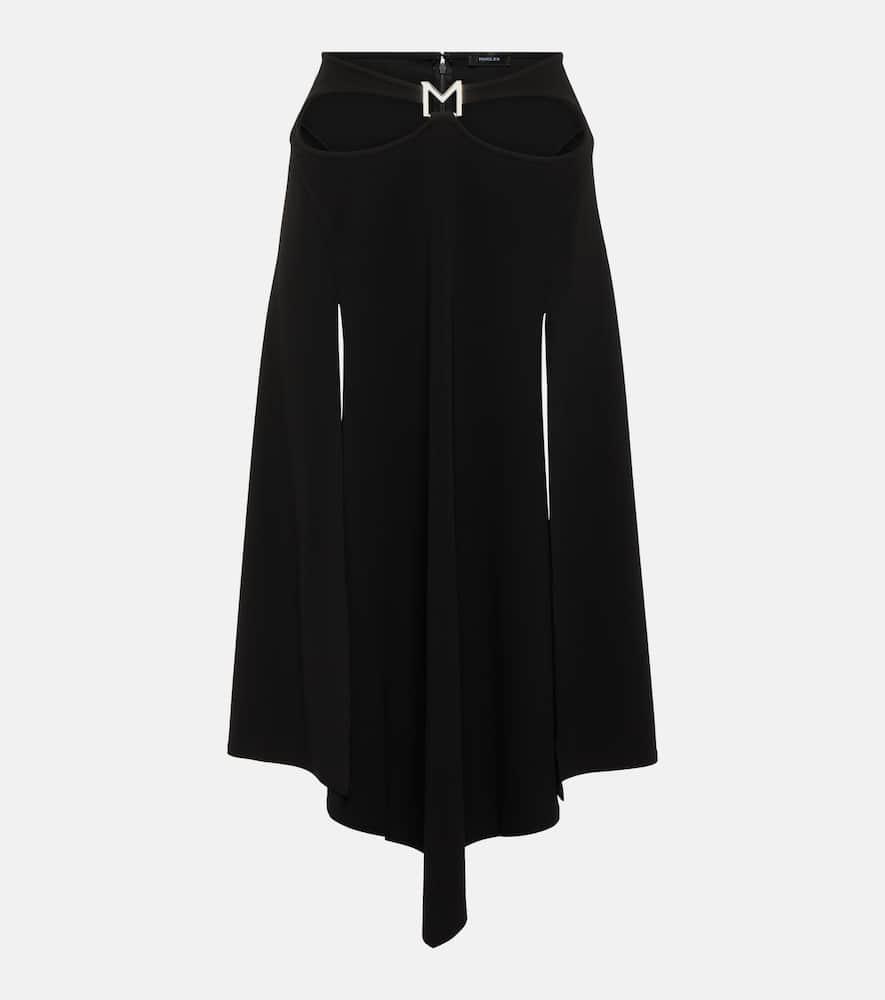 mugler logo asymmetric midi skirt
