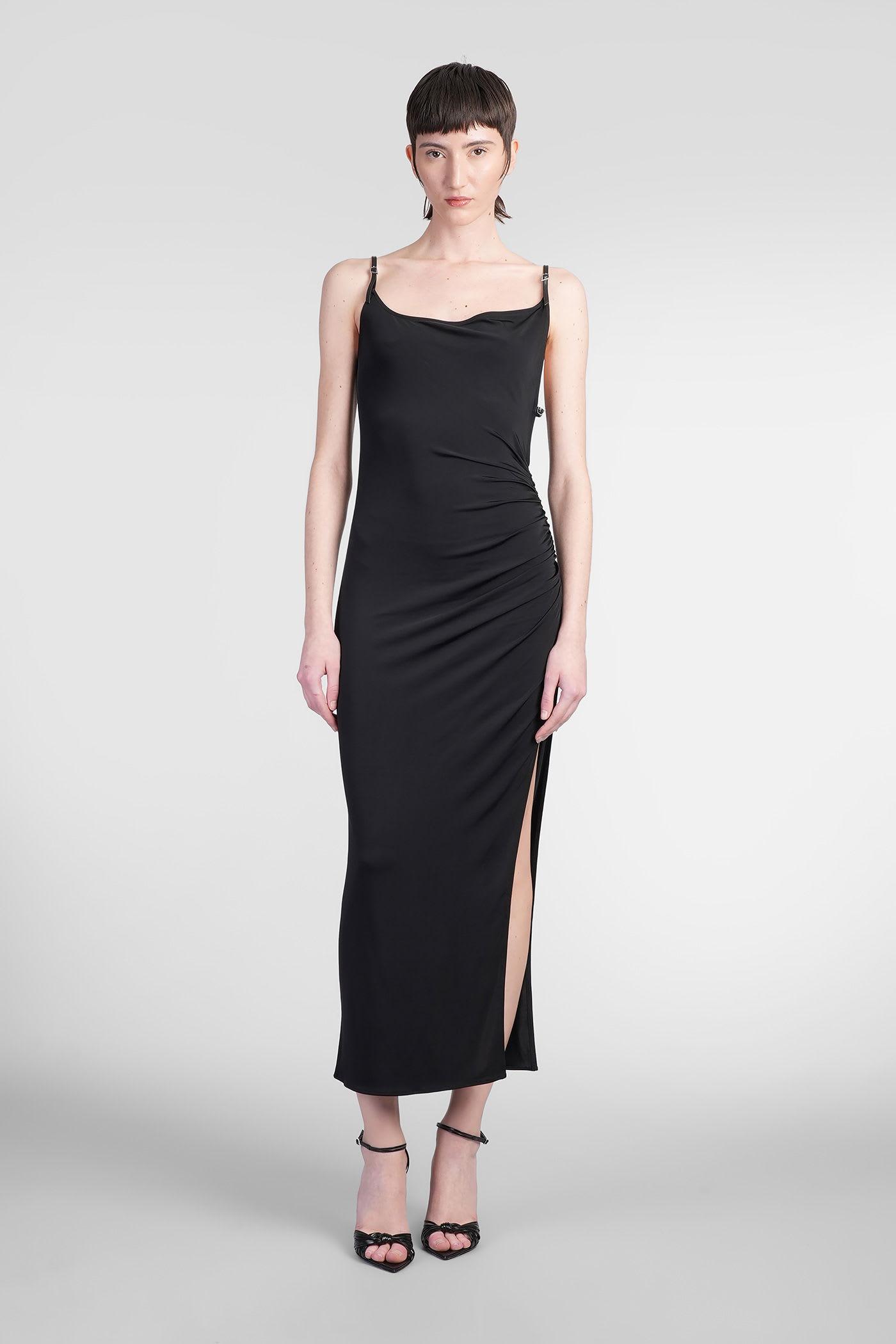 mugler long dress in black viscose