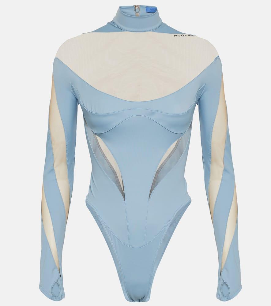mugler paneled bodysuit