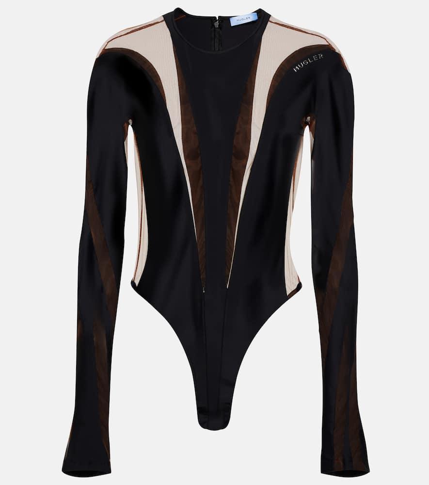 mugler paneled bodysuit