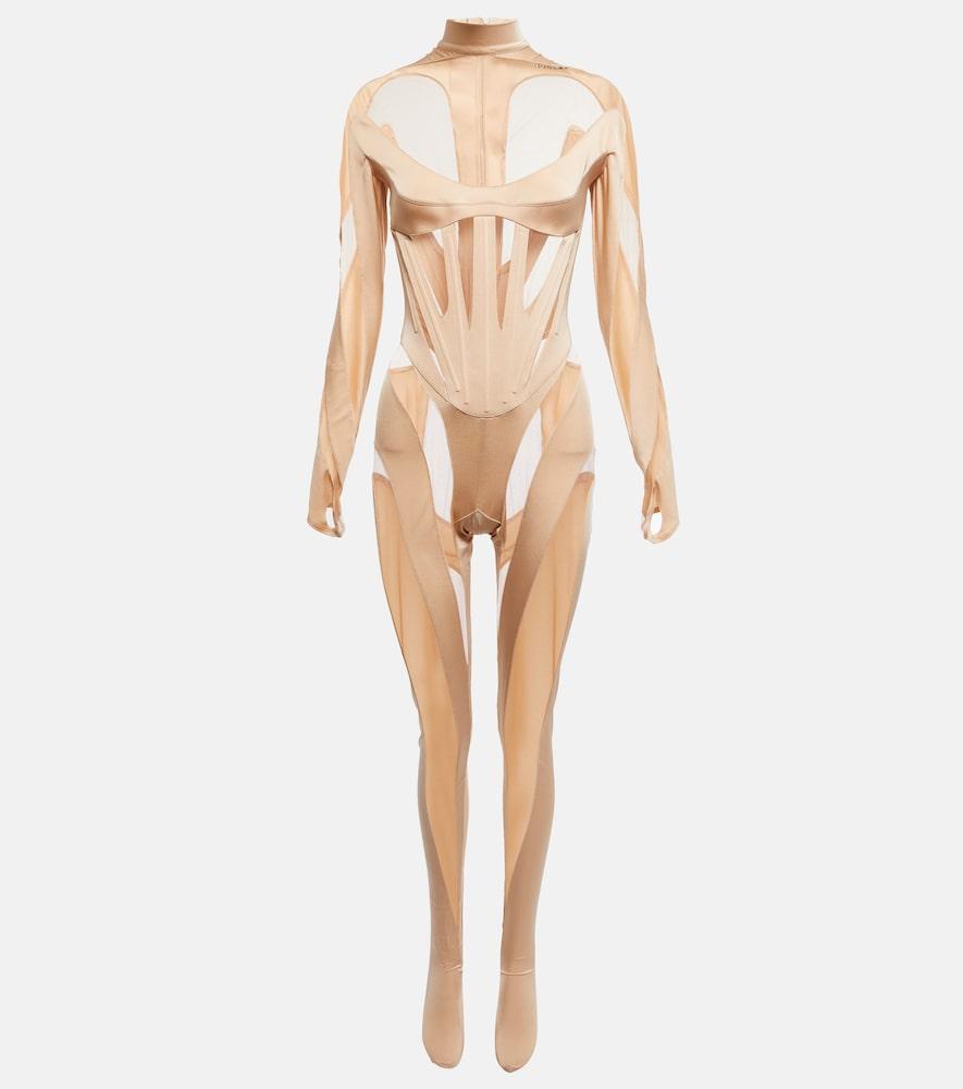 mugler paneled jumpsuit