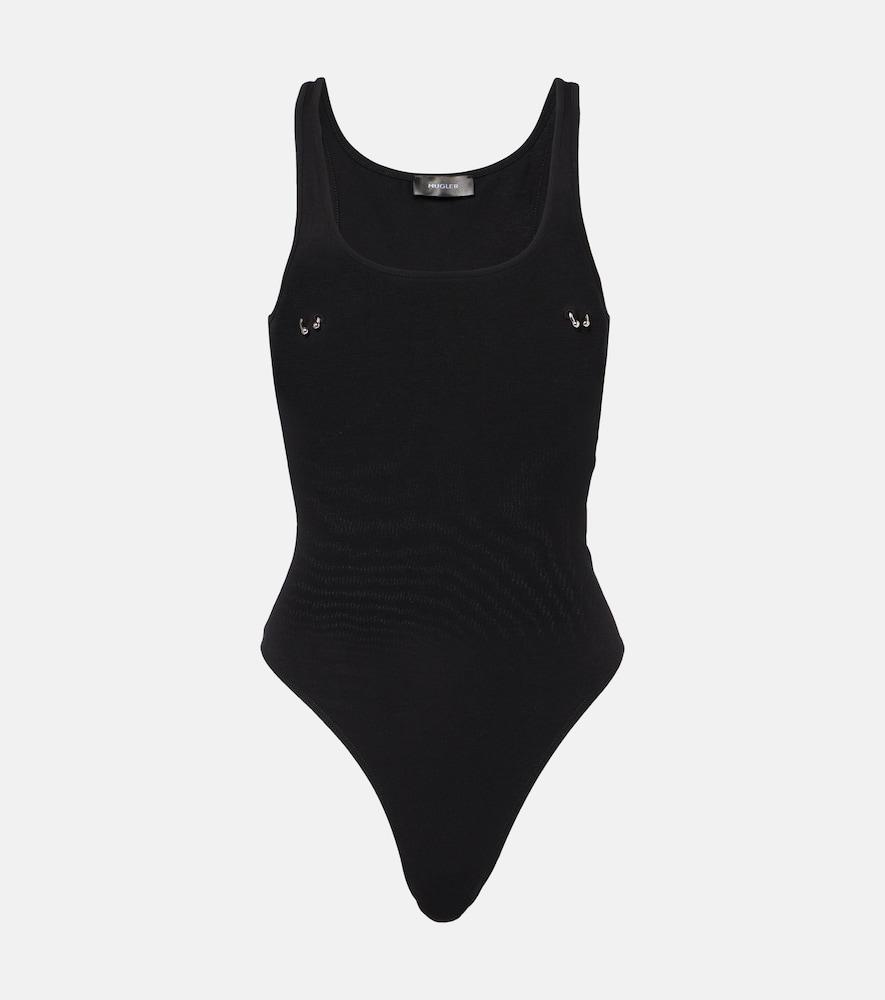 mugler pierced cotton bodysuit