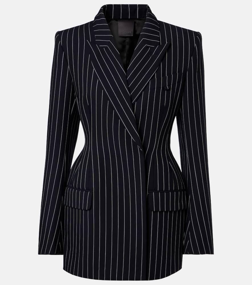 mugler pinstriped virgin wool blazer