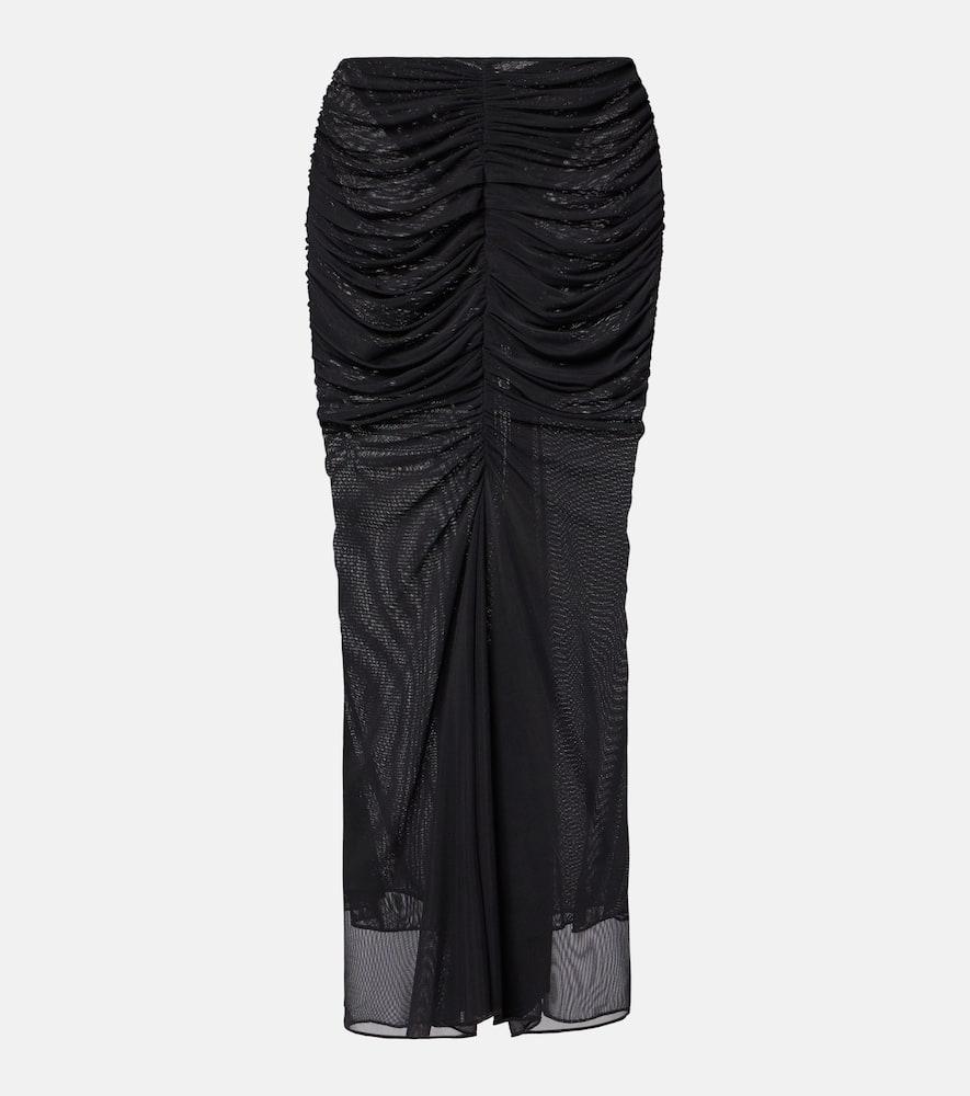 mugler ruched maxi skirt