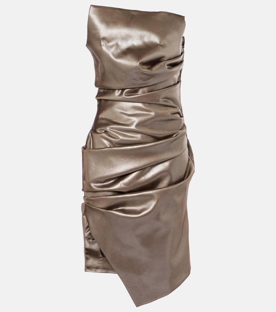 mugler ruched metallic bustier dress
