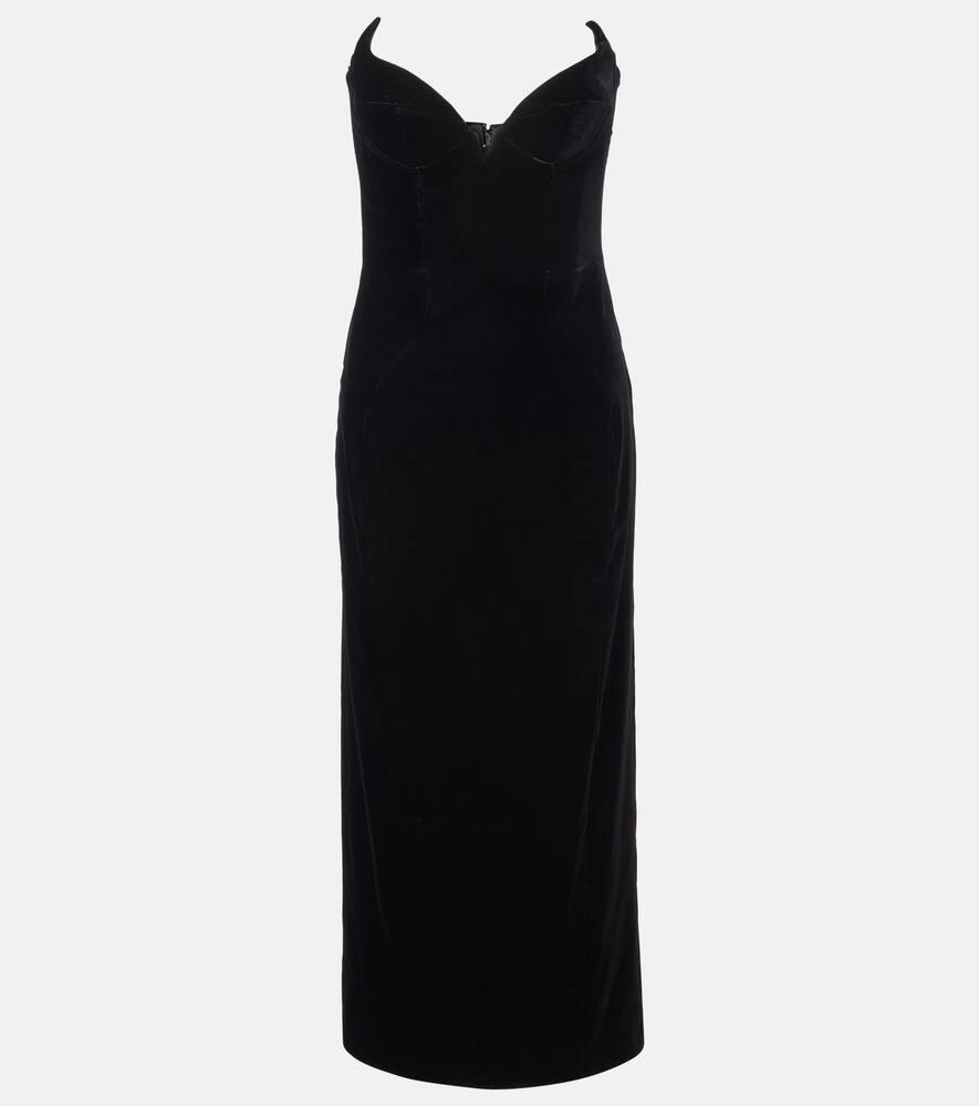 mugler velvet bustier dress