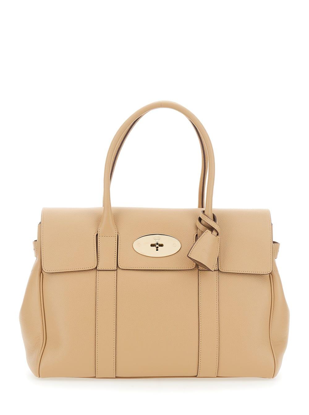 mulberry beige leather bayswater handbag