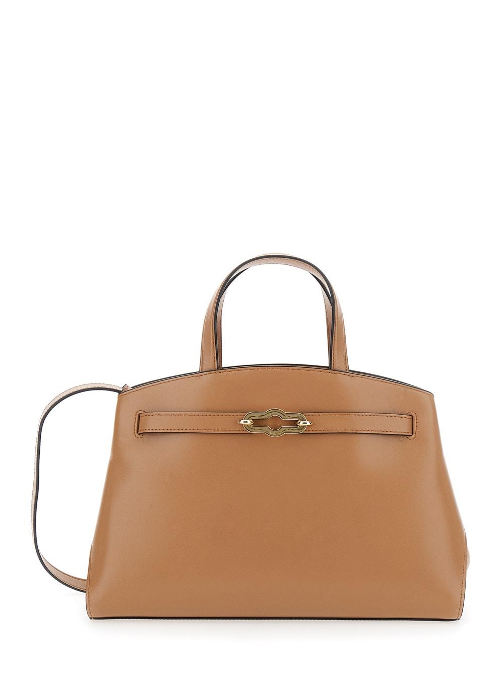 mulberry pimlico small beige handbag with adjustable and removable shoulder strap in leather woman
