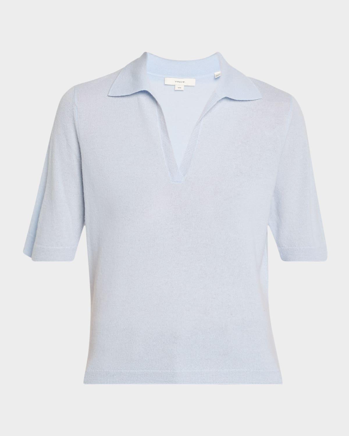 mulberry silk and cashmere polo top