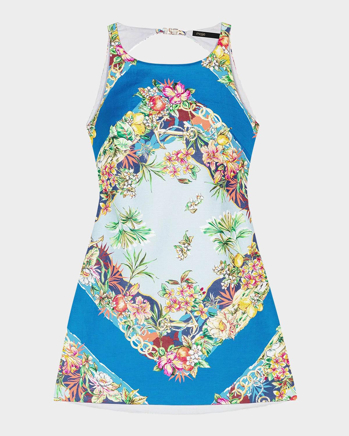 multi-floral ridroity mini dress