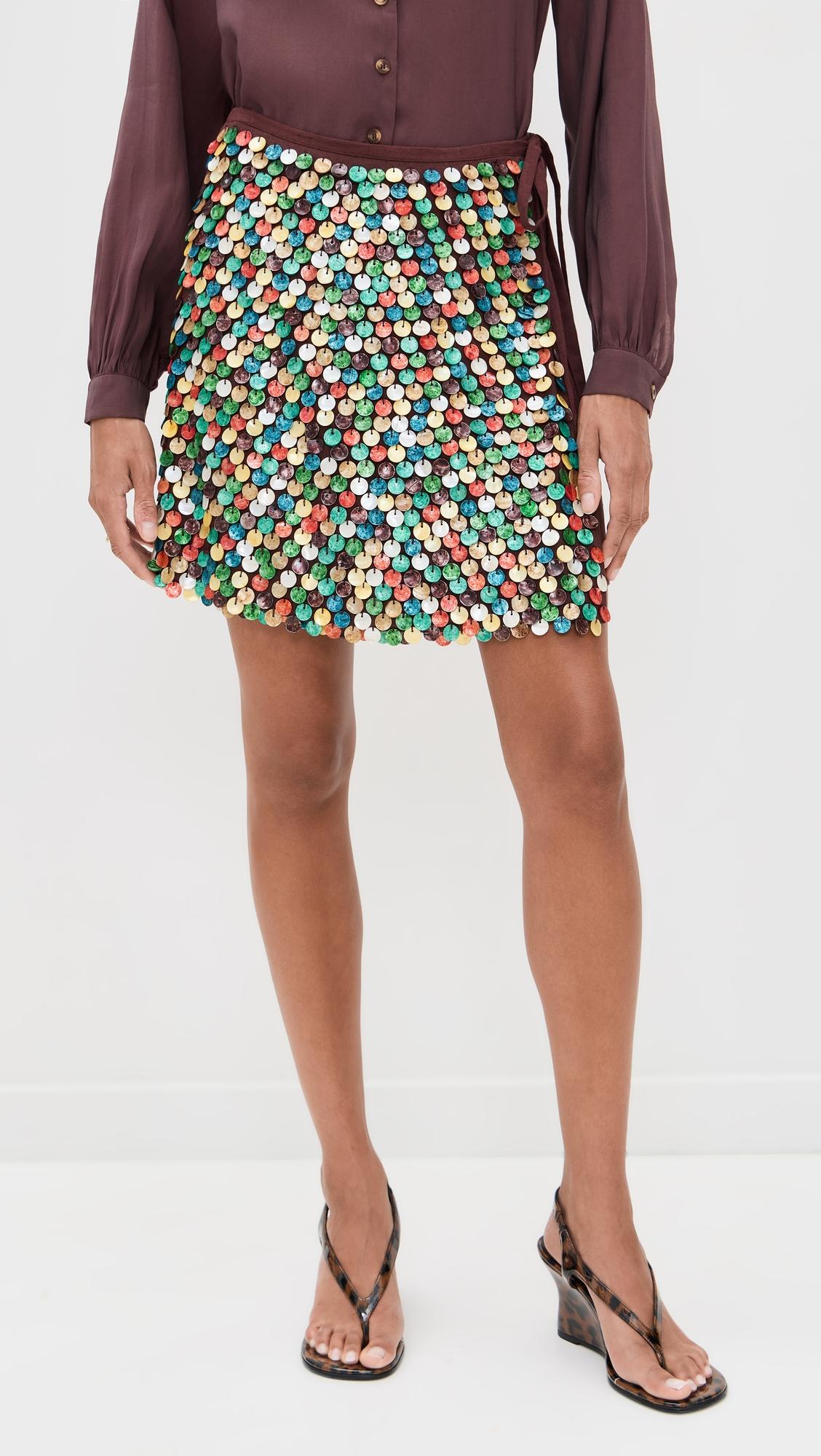 multi shell mini wrap skirt