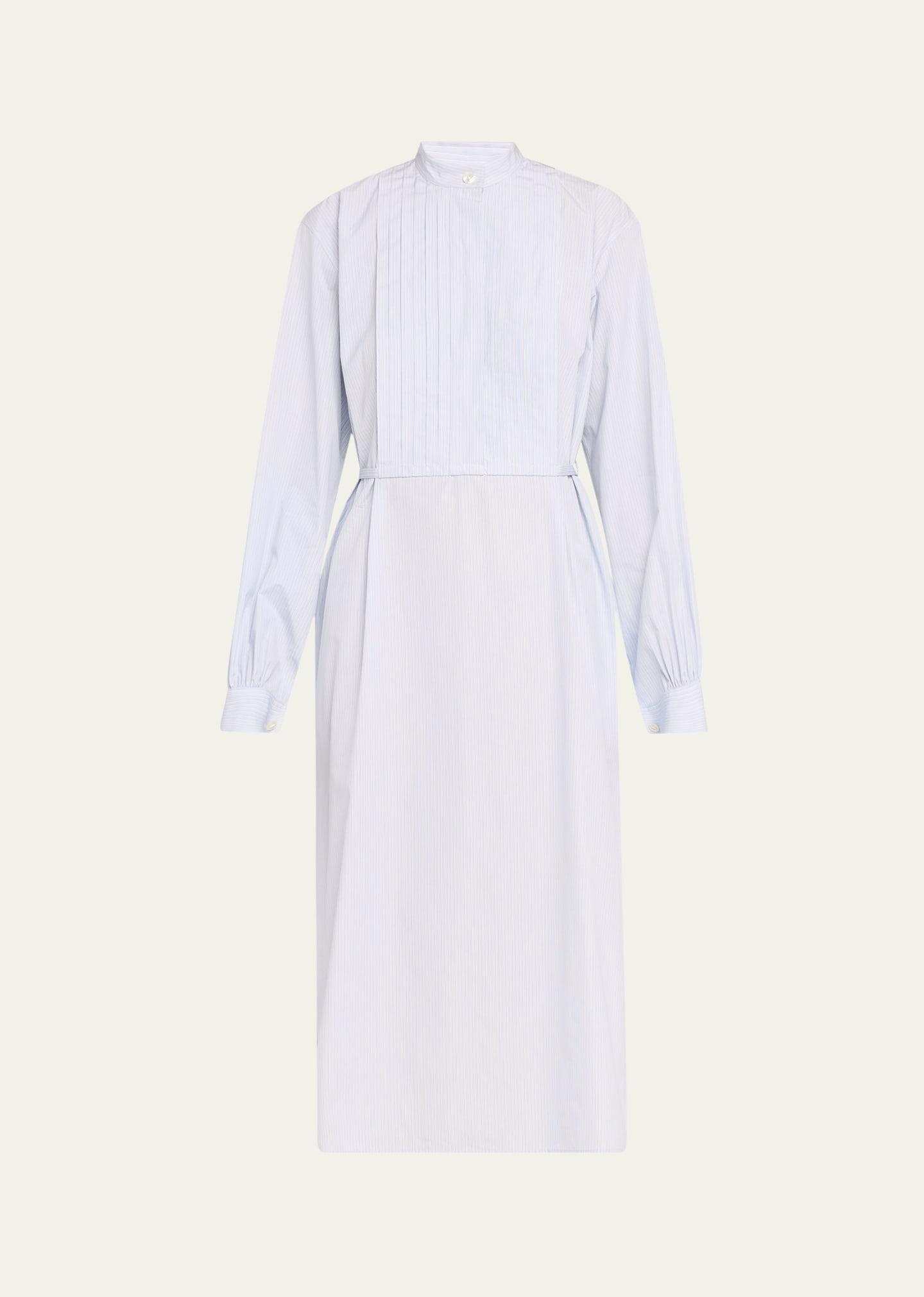 multi stripe cotton midi shirtdress