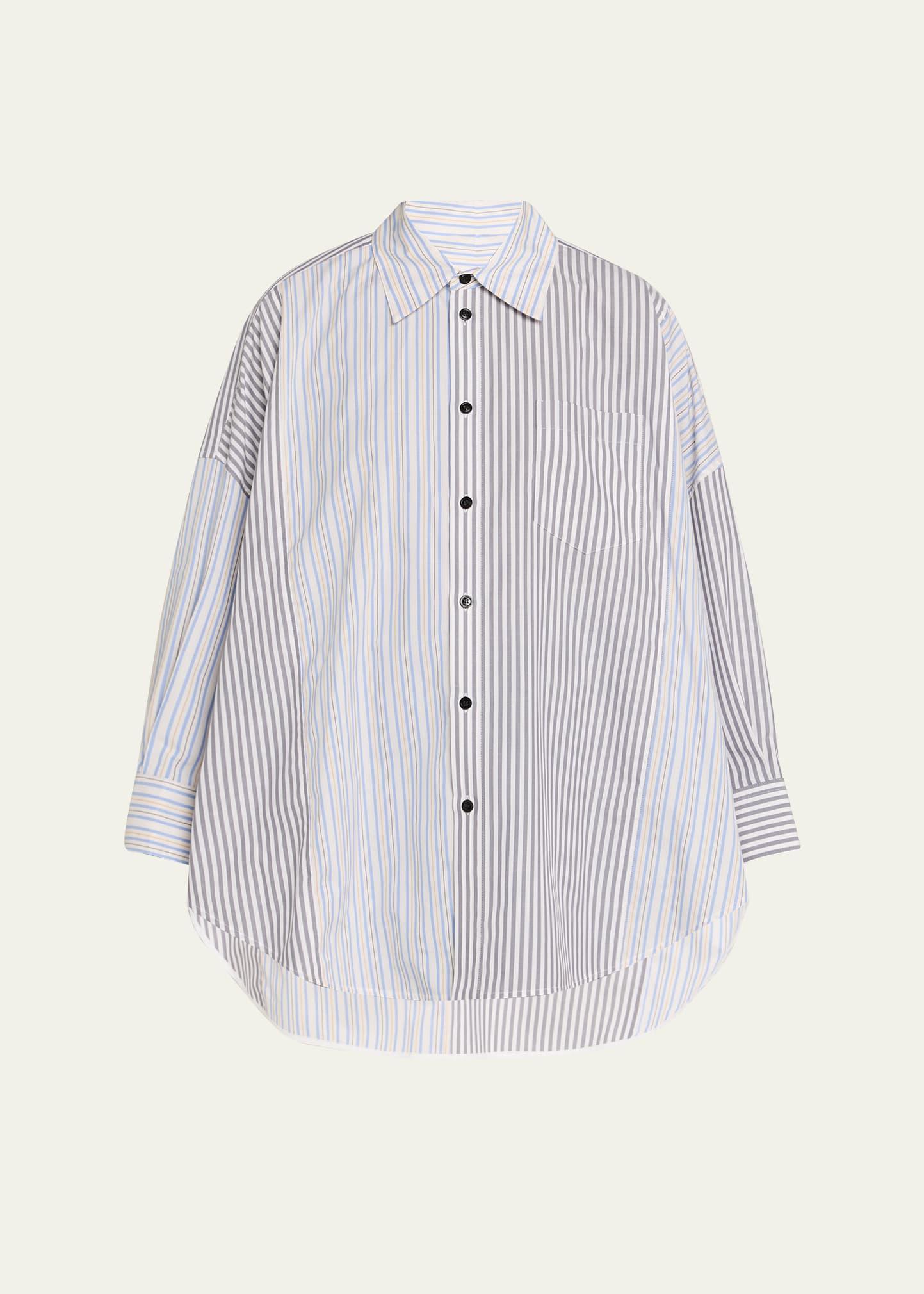 multi-striped oversized button-down shirt