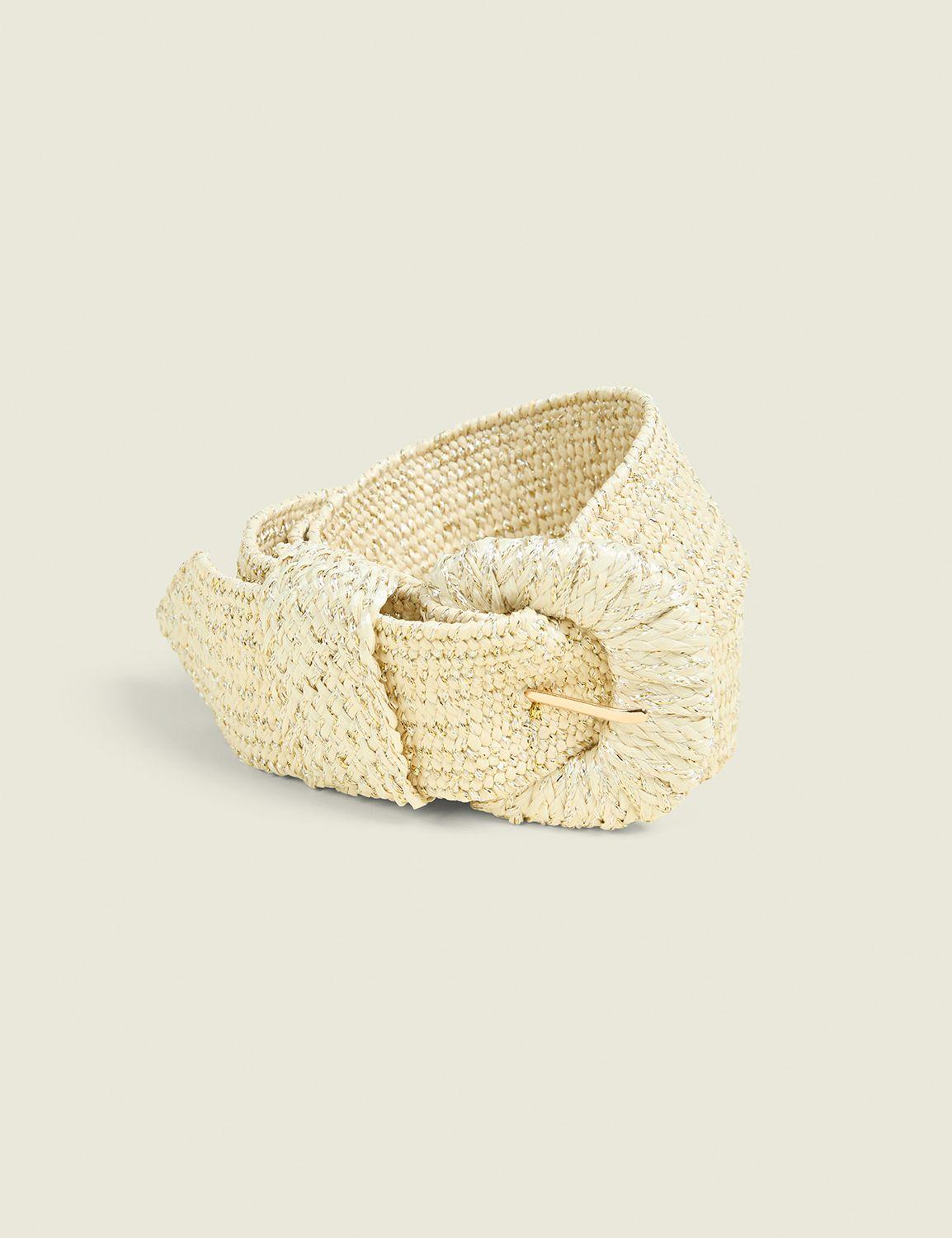 multi-wear goldtone raffia belt
