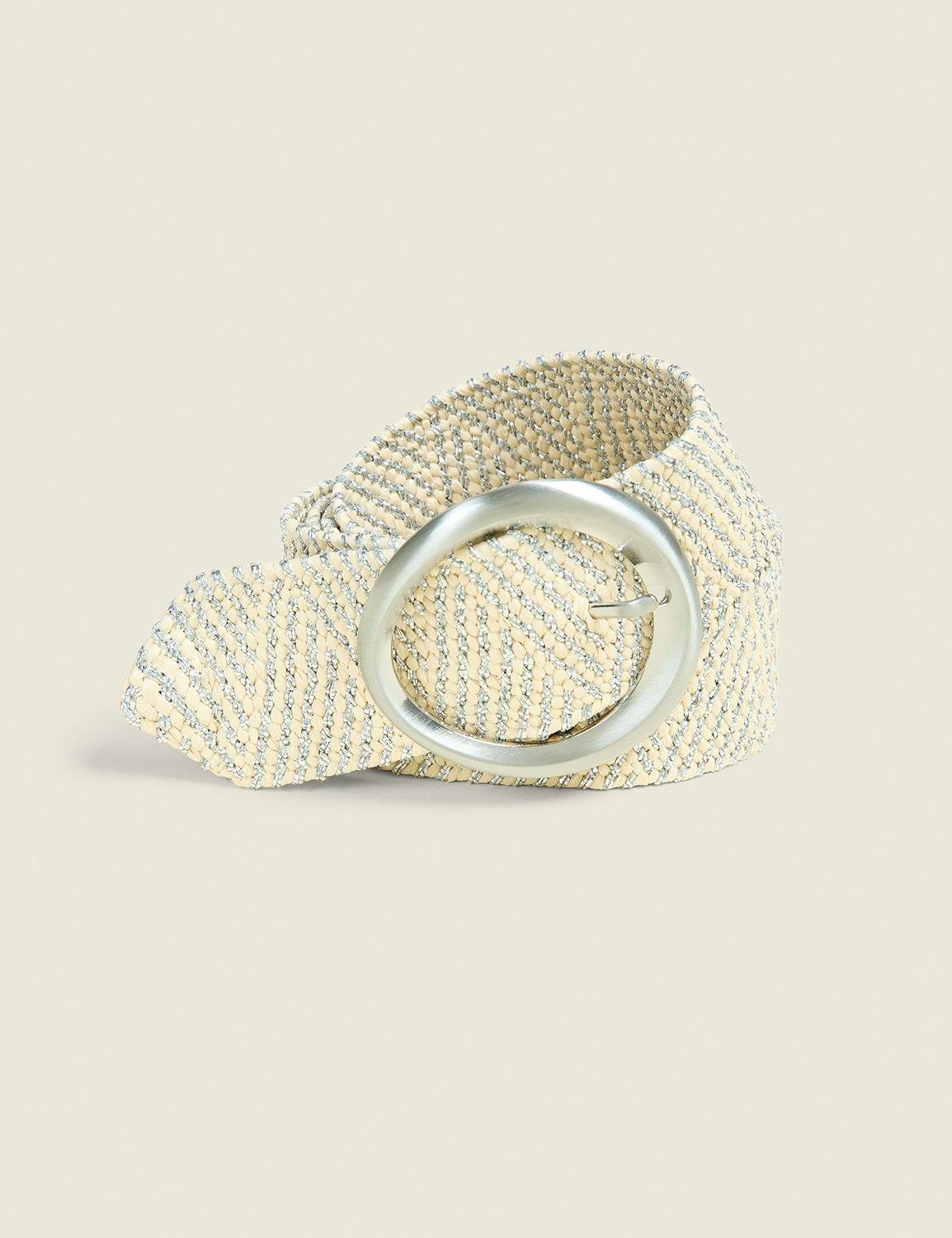 multi-wear silvertone raffia belt