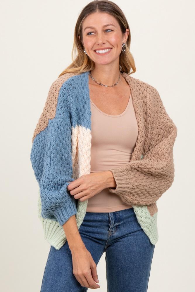 multicolor chunky crochet knit cardigan