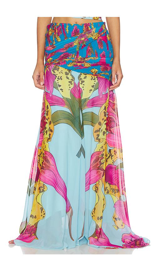 muma world amazonian orchid andressa skirt in blue.
