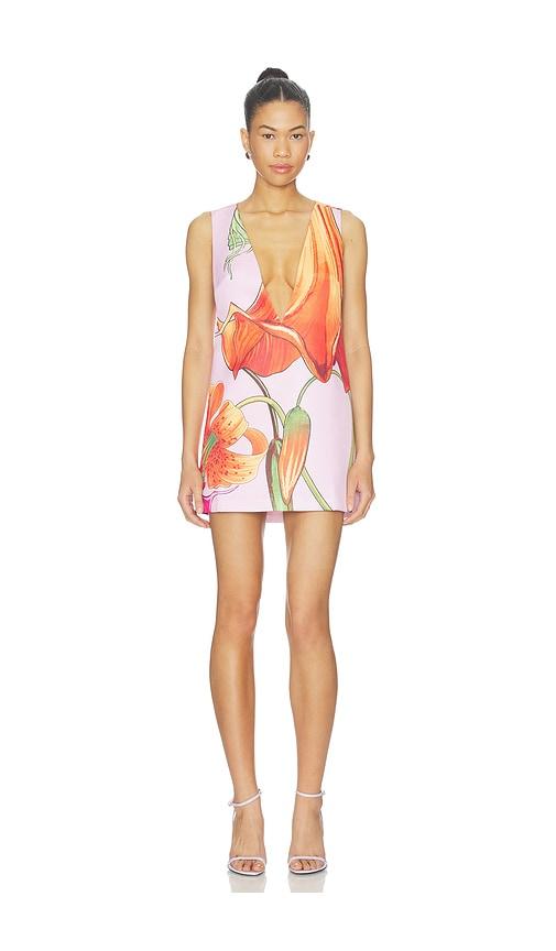 muma world orange trumpet v neck electra dress in pink,orange.