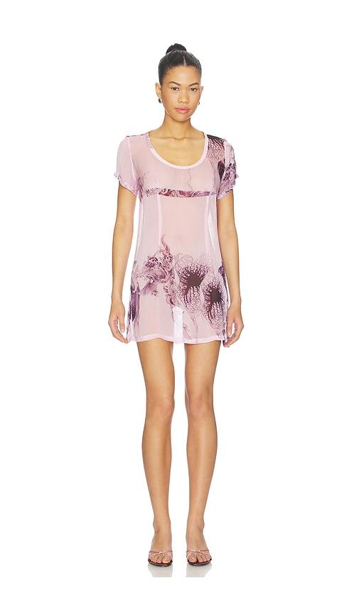 muma world pink amazonia organza mini dress in pink.