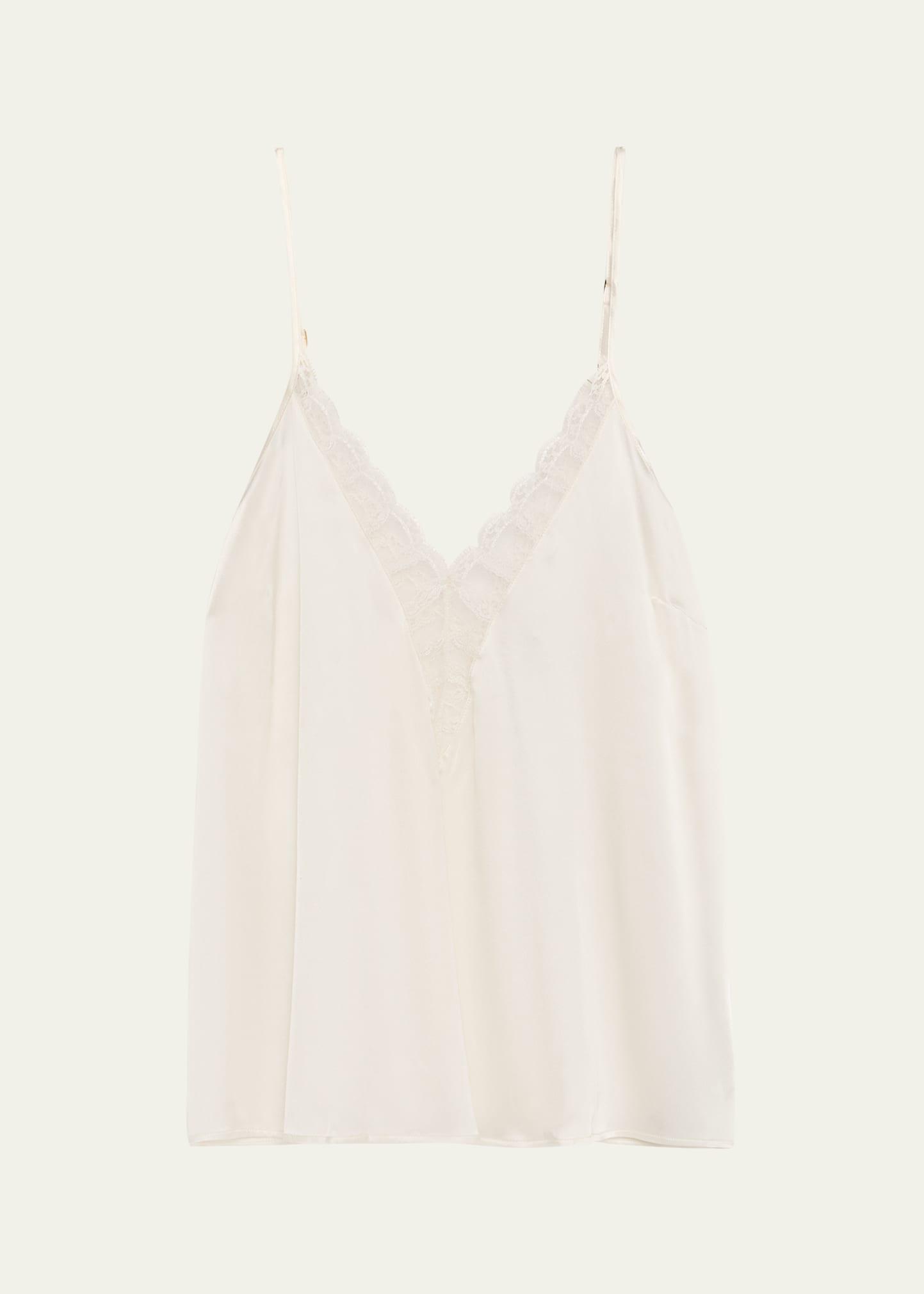 murmure plunging lace-trim silk satin top