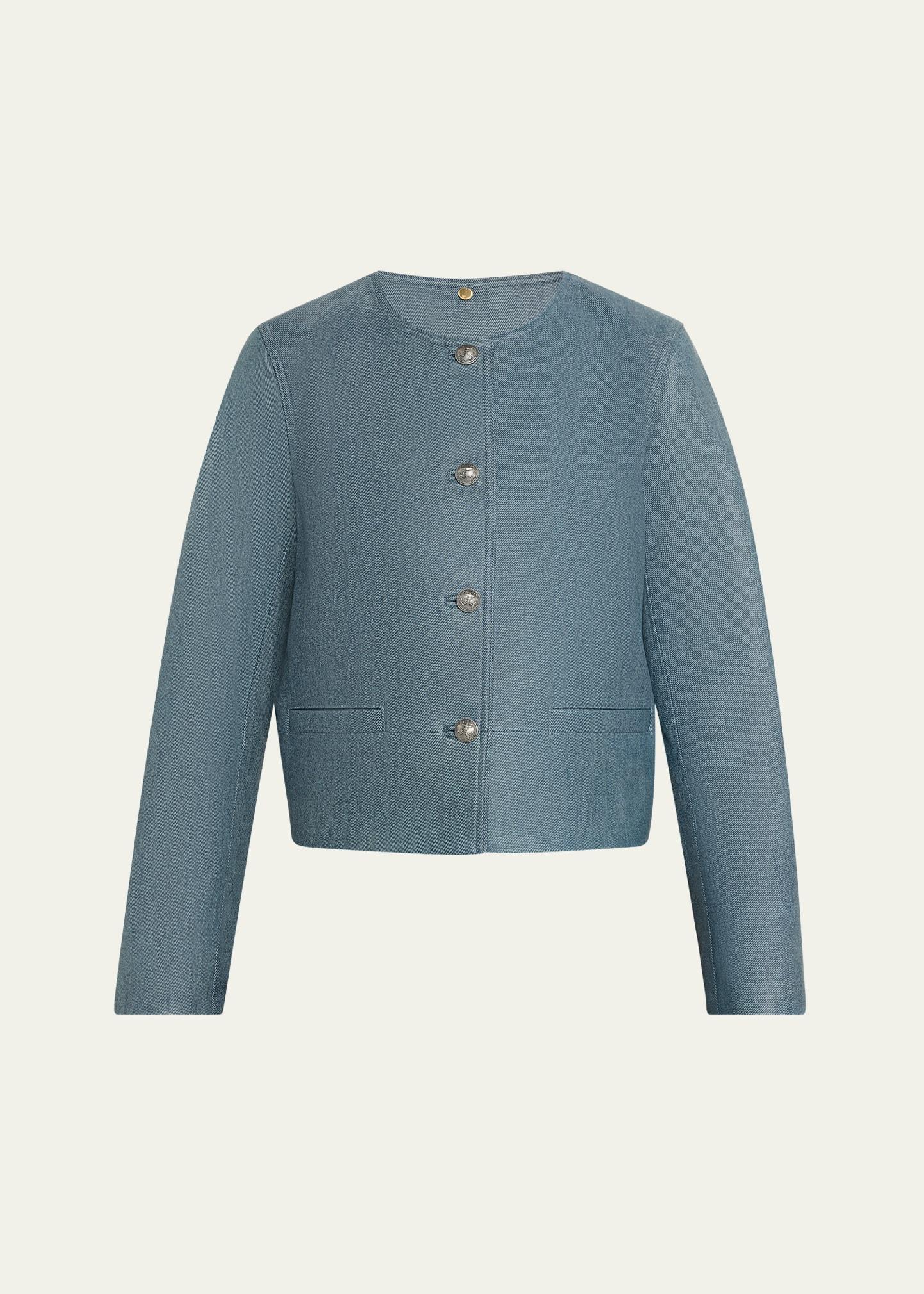muse denim-print leather jacket