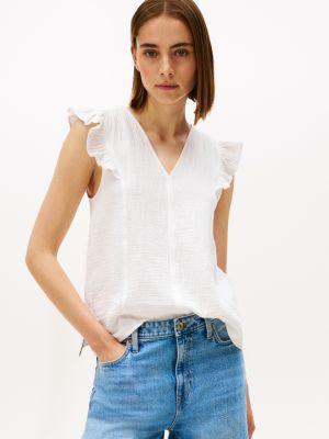 muslin flutter-sleeve top