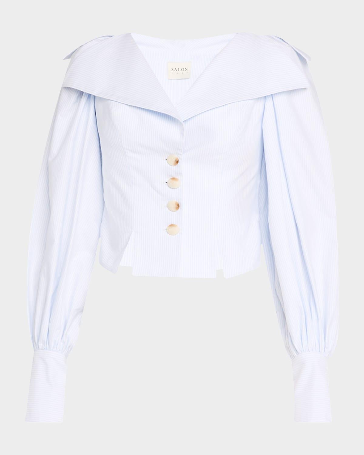 muxe striped oxford crop top
